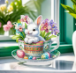 Preview: Diamond Painting Weisser Osterhase